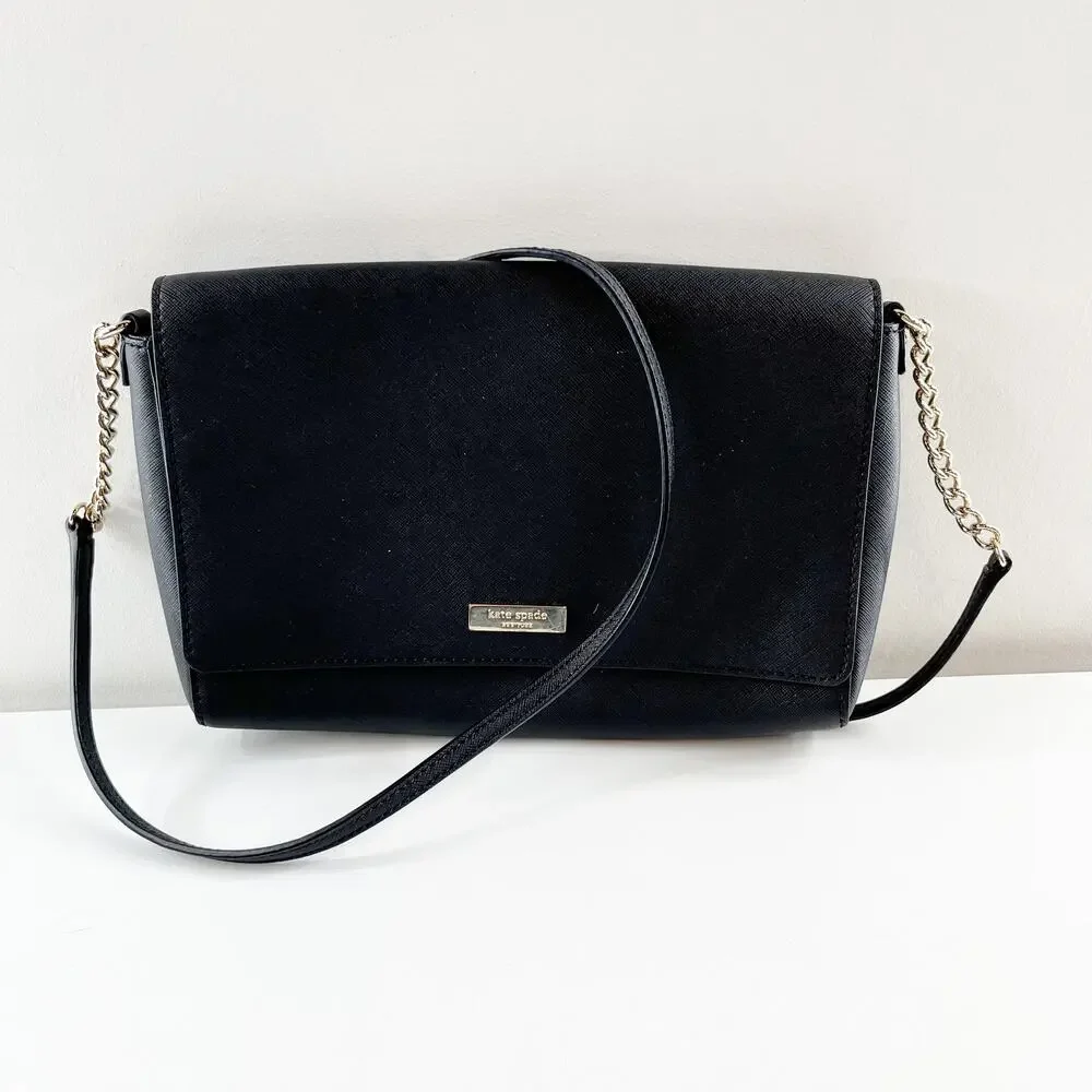 Kate Spade Rectangle Crossbody Purse Bag Leather Black - Picture 2 of 7